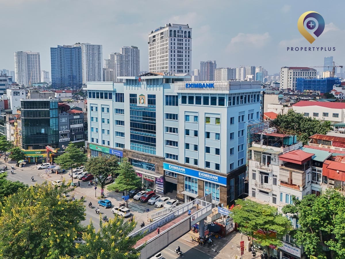 Toà nhà văn phòng Kinh Đô nhìn từ trên cao với cảnh quan xung quanh tại quận Đống Đa, Hà Nội - hình ảnh từ Property Plus